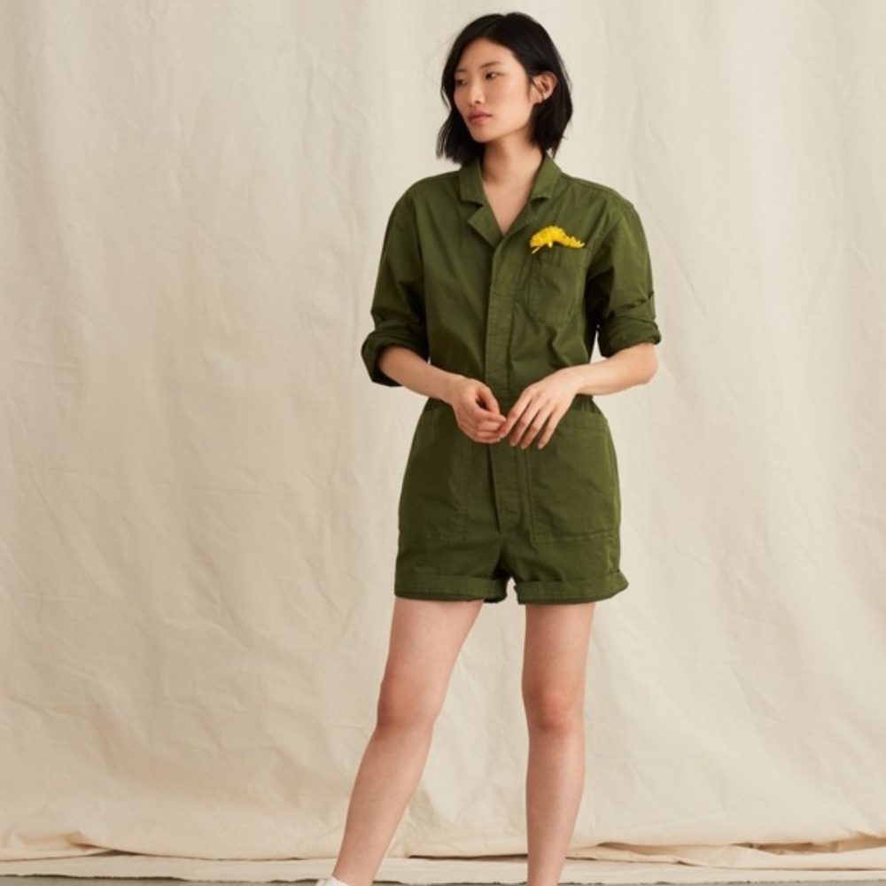 Alex Mill Short Jumpsuit Green Khaki Size Small